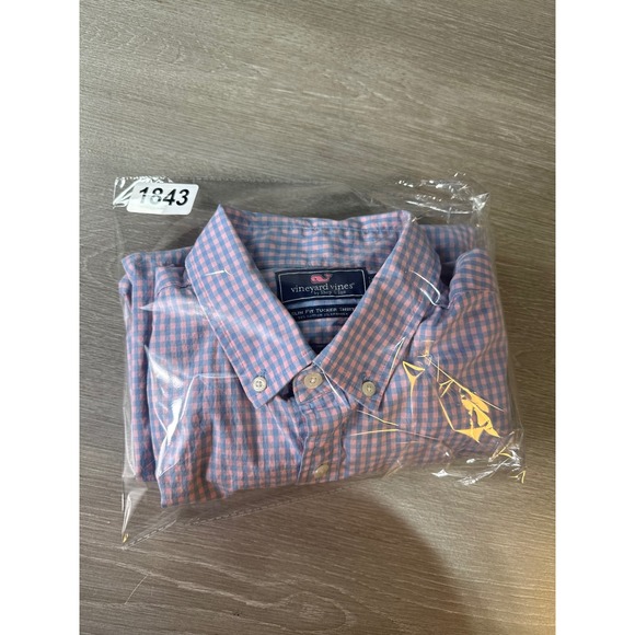 Vineyard Vines Slim Fit Tucker Shirt Mens Medium Pink Blue Gingham Button Down - Picture 12 of 12